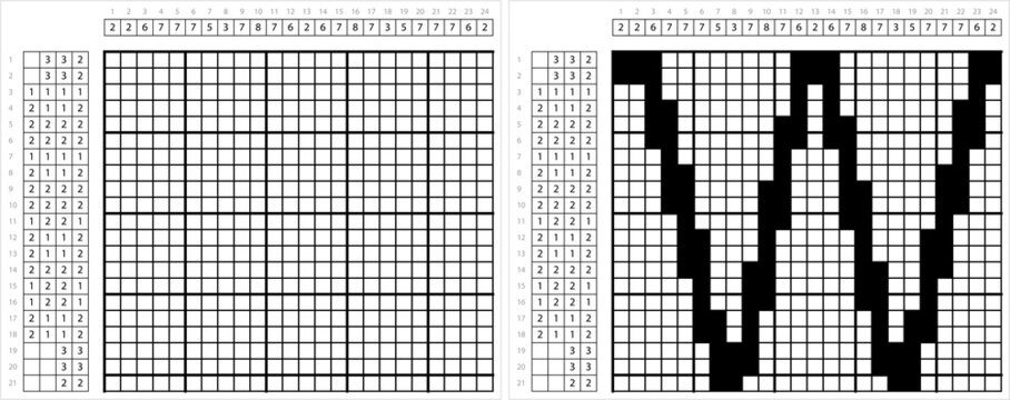 Alphabet W Nonogram Pixel Art M_2112001