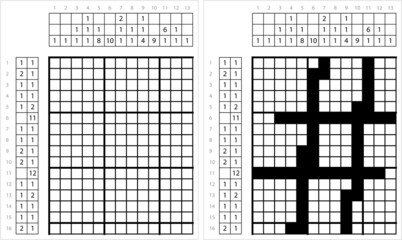 Fototapeta premium Hash Sign Nonogram Pixel Art M_2112002