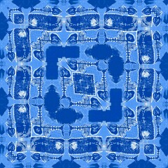 blue fish bones design with repeating pattern in a square format