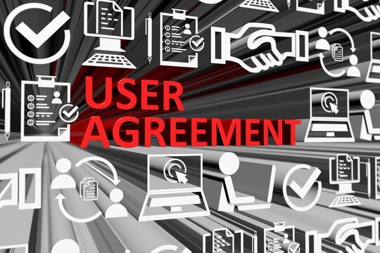 USER AGREEMENT concept blurred background 3d render illustration
