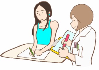 パーソナリティ障害　臨床心理士の心理検査を受ける女性