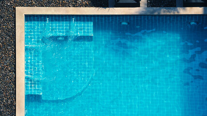 Swimming pool and bubble bath for relaxing in summer hot day and bird eye view angle