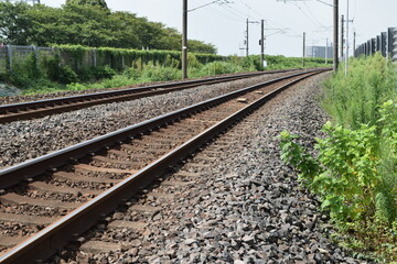Fototapeta na wymiar 常磐線の鉄道線路 茨城県