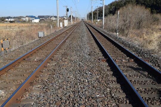 常磐線の鉄道線路 茨城県