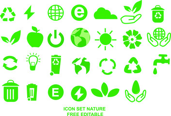icon set nature and healty illustration east to edit and use for website apps and e commerse


