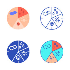 Menstrual period cycle icon set in flat and line style