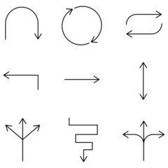 set of line icons related to arrow mark