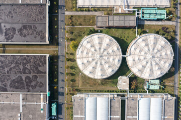 Sewage treatment plant in city
