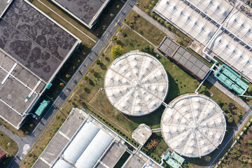 Sewage treatment plant in city