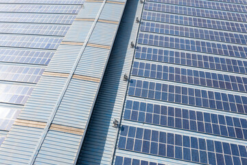 Fototapeta na wymiar solar power station on factory rooftop