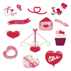 Happy valentine's day. Collection of love. Vector illustration.