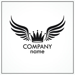 winged crown logo design / vector illustration