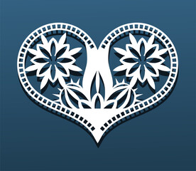 Cactus blossomed in the heart. Heart cut card. Template for , Valentines Day cards. Vector floral hearts.. Sign of attention.