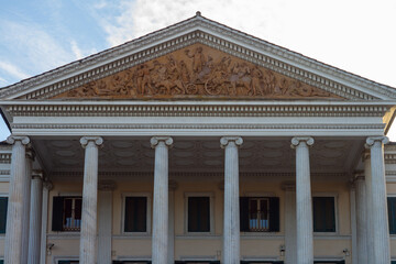 The Beautiful of The stained glass windows and the wrought iron , Italian architecture