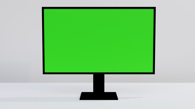 LCD Desktop Monitor Green Screen: A 3d illustration (rendered on blender 3d software)