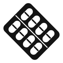 Tonsillitis pill blister icon simple vector. Tonsil mouth