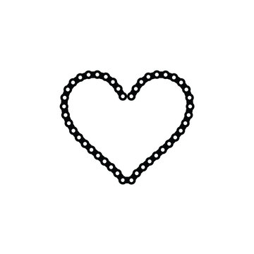 Bike Chain Love Heart Symbol Logo Design 