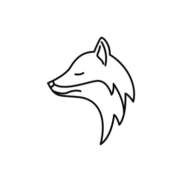 fox line art logo design 