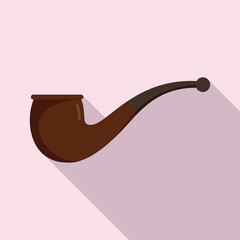 Detective smoke pipe icon flat vector. Old tobacco