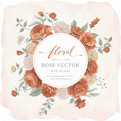 Beautiful Rose Flower and botanical leaf digital painted illustration for love wedding valentines day or arrangement invitation design greeting card