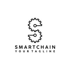 initial letter s smart chain logo design vector