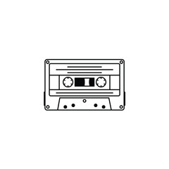 old cassette record vintage line art music tools logo design 