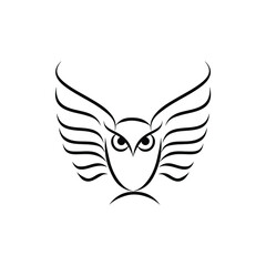 flying owl bird wildlife animal logo design vector 