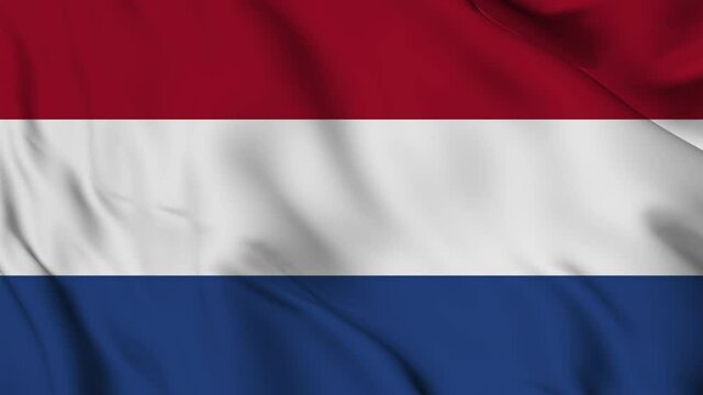 Holland flag seamless closeup waving animation. Sign of The Netherlands seamless loop animation. Dutch flag 4K background. Best stock of flag nation wave. Holland Flag Waving in the Wind Continuously