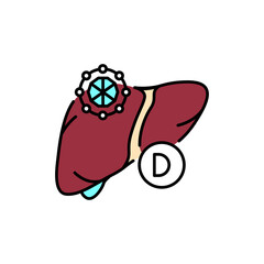 Hepatitis b color line icon. Human diseases.