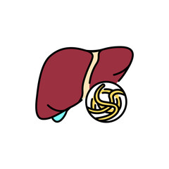 Cancer liver color line icon. Human diseases.