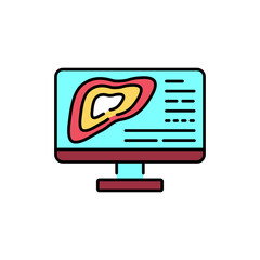 Scintigraphy color line icon. Human diseases.