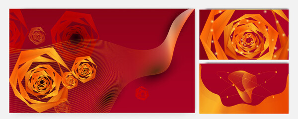 3d gradient wave red orange Colorful abstract Design Banner