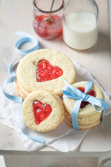 Romantic biscuits for valentine as special snack for couples.