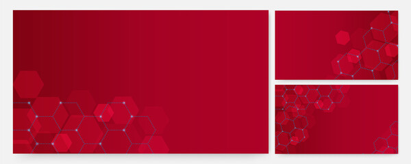 Hexagon transparant red Colorful abstract Design Banner