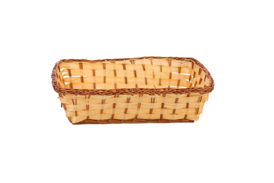 Restangular wicker basket made from shavings.