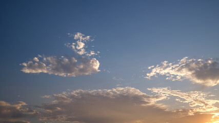 Beautiful blue sky and clouds background in sunset period