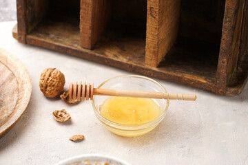 Ingredients for traditional east european (ukrainian, polish, belarusian) religious christmas dish kutia made of wheat, poppy seeds, honey, walnuts and dried berries