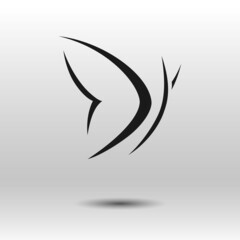 Butterfly black icon. Vector element isolated on white background. Best for polygraphy, tattoo, stickers, web, logo creation and branding design.