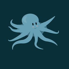 cute octopus on a green background