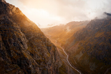 Landscape with beautiful mountains and river.