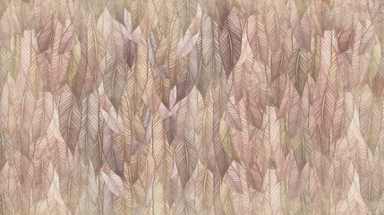 Abstraction of leaves in beige tones. For wallpaper, frescoes. - 479322547