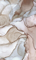 Abstraction with alcohol ink in beige tones. Suitable for wallpaper and murals. Fluid art.