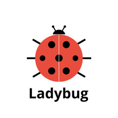 Red ladybug vector. Cute lady beetle flat illustration on white background.