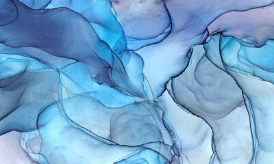 Fluid art or abstraction with alcohol ink of blue violet color.Suitable for wallpaper and murals. - 479323145