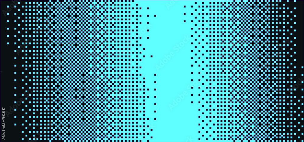 Poster Bitmap 8-bit style background with glitchy and flickering pixels. 