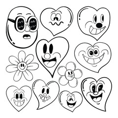 heart face doodle with hand drawn style, premium vector