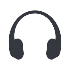 Black filled headphones vector icon isolated on transparent background.