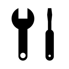 Wrenches and screwdriver, repair symbol on a white background