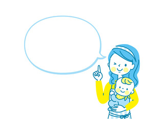 赤ちゃんを抱っこする若い笑顔のママ