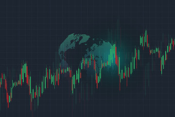 Stock market and exchange. Bullish point, Trend of graph.Graph chart of stock market investment world trading. Stock market data. Vector illustration